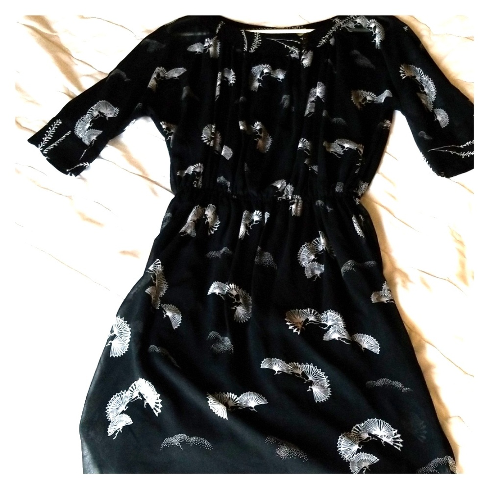 Zara Navy blue print dress